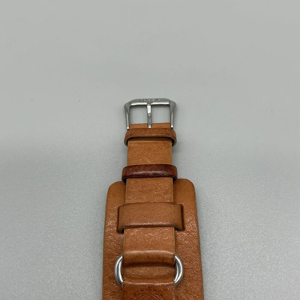 Fossil JR-8083 Womens Watch 26mm Silver Tone Brown Leather Bund Date New Battery
